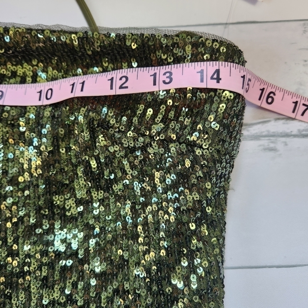 Xscape NWT Stretch Sequin Asymmetrical  One Shoulder Sleeveless Mermaid Gown Sz4 - Picture 7 of 12